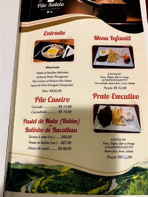 Carta De Restaurante Pão Saloio Cantinho Do Bacalhau São Joaquim