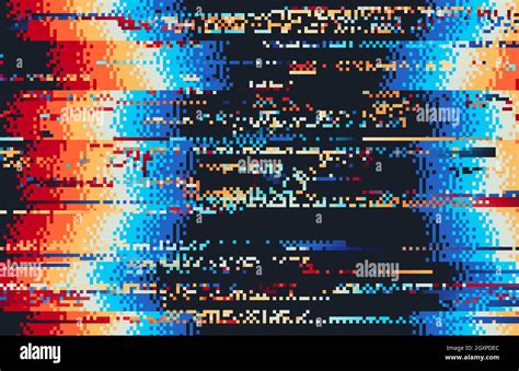 Screen error glitch video distortion with rainbow pixel noise vector ...