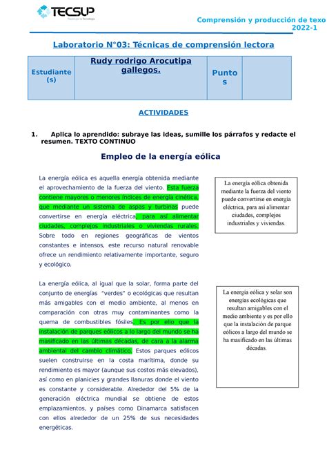 L T Cnicas De Comprensi N Lectora Comprensi N Y Producci N De Texos