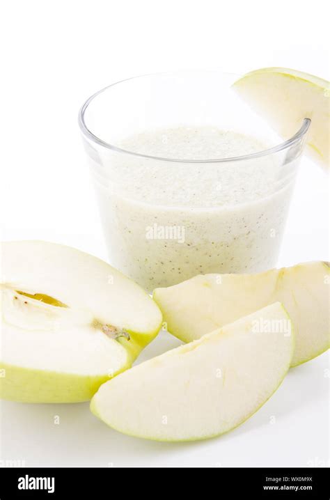 Fresh Green Apple Yoghurt Shake Isolated Stock Photo Alamy