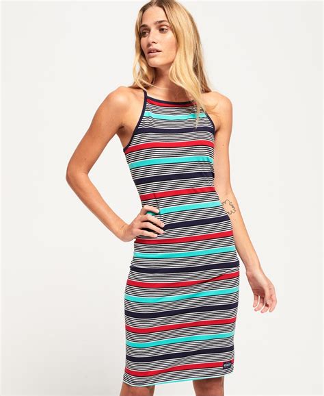 Womens Strappy Stripe Midi Dress In Pacific Multi Stripe Superdry Uk