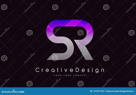 Sr Letter Logo Design Purple Texture Creative Icon Modern Letters