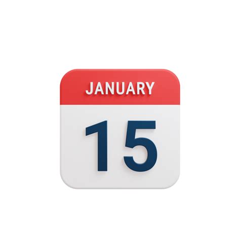 Free January Realistic Calendar Icon 3D Illustration Date January 15 16771251 PNG with ...