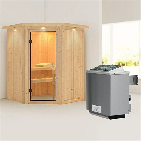 Karibu Elementsauna Larin Mit 9 KW Ofen Mit Integrierter Steuerung