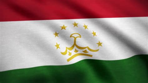 Tajikistan flag waving in the wind. Background with rough textile ...