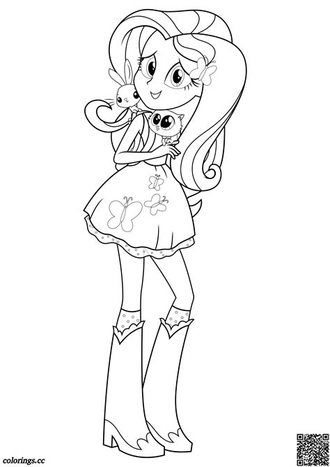 Equestria Girls Fluttershy Coloring Pages My Little Pony Equestria