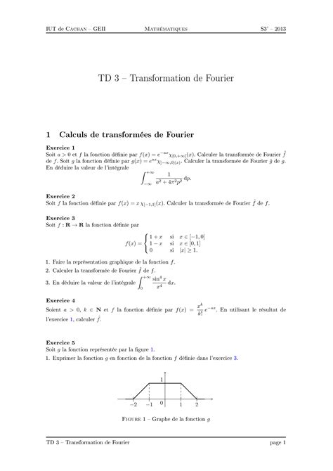 SOLUTION Transformation De Fourrier Exercices Corrig S Studypool