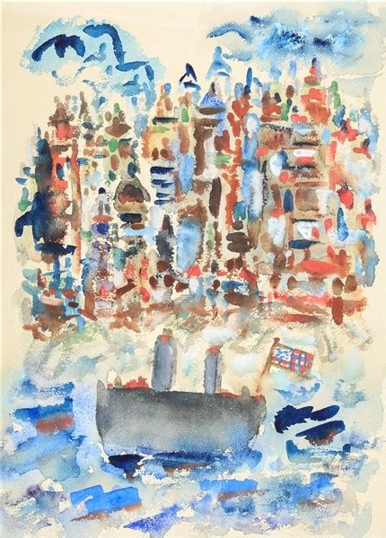 Henry Miller Original Art An Original Watercolor Of A City Harbor Scene