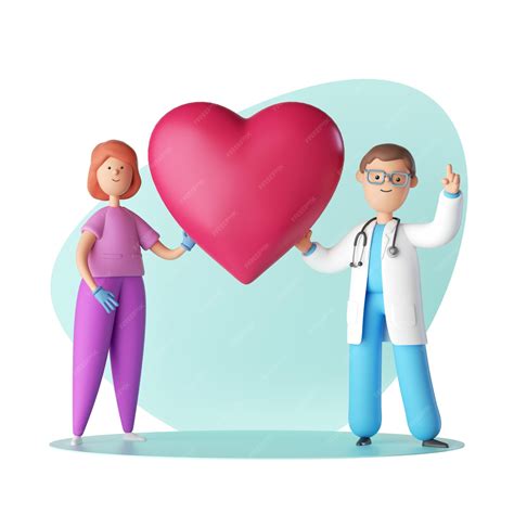 Premium Photo | 3d render doctor cardiologist with assistant cartoon