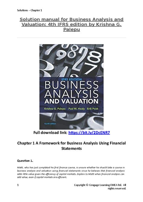 Business Analysis And Valuation Th Ifrs Edition By Krishna G Palepu