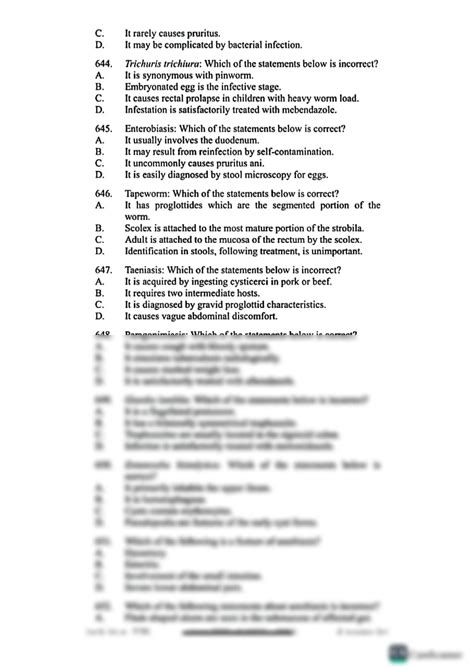 SOLUTION Parasitology Question Bank 1200 1 Studypool