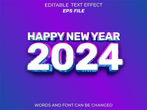 Feliz año nuevo 2024 fuente de efecto de texto tipografía editable