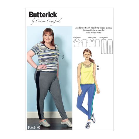 Butterick Pattern Misseswomens Knit Tops And Elastic Waist Pants With Contr Xxl 1x 2x 3x 4x