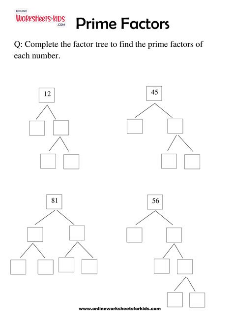 Prime Factorization Worksheet