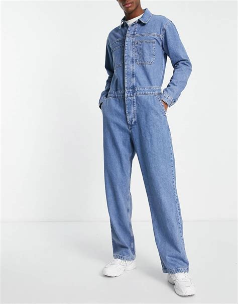 Topman Denim Boiler Suit In Mid Wash Asos Denim Boiler Suit Boiler