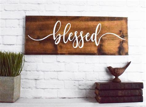 Blessed Wood Sign Saying Wall Signs Personalized Signs For Etsy