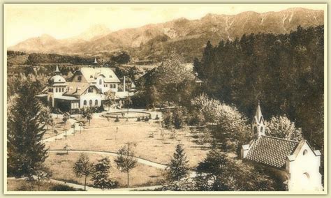 An Aerial View Of A Large House Surrounded By Trees And Mountains In