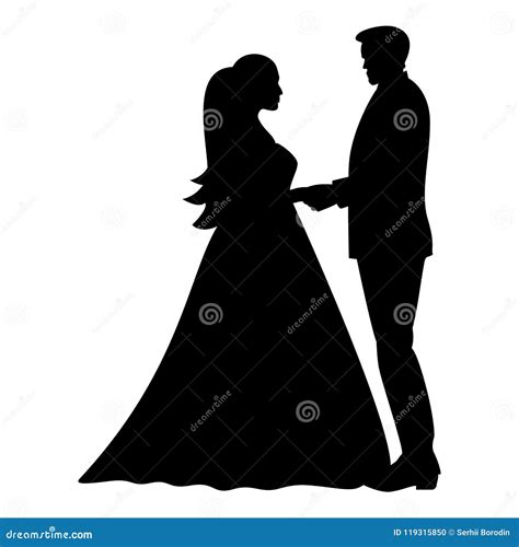 Bride And Groom Holding Hands Icon Black Color Illustration Flat Style