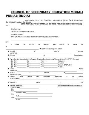 COUNCIL OF SECONDARY EDUCATION MOHALI PUNJAB INDIA Doc Template