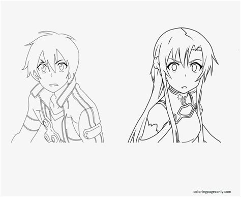 Kirito And Asuna Sword Art Online Coloring Page Free Printable