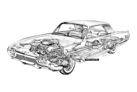 Ford Thunderbird Hardtop Coupe Cutaway Drawing In High Quality