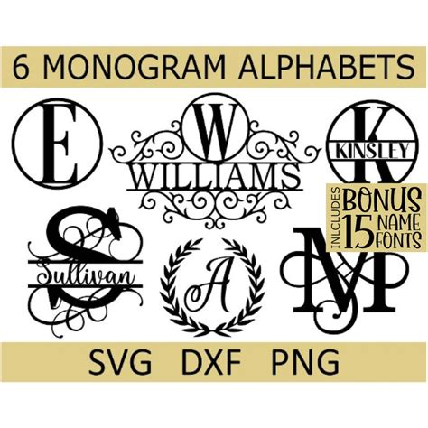 Monogram Svg Bundle 6 Monogram Alphabets Monogram Letters Svg 15 Name