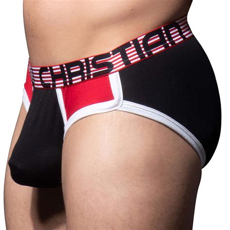 Andrew Christian Almost Naked Retro Cotton Briefs Black Red Inderwear