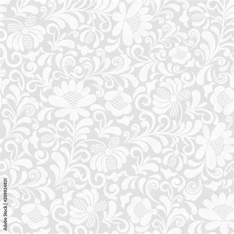 Seamless Grey Backgrounds With White Floral Pattern Vector Retro