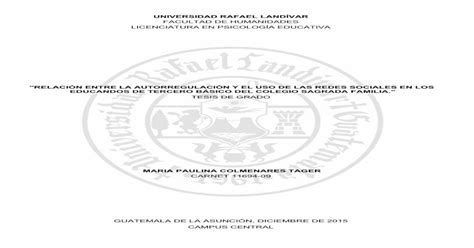 RelaciÓn Entre La AutorregulaciÓn Y El Uso De