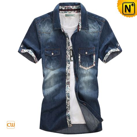 Mens Fashion Short Sleeve Denim Shirts CW114322