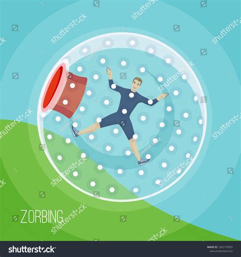 Zorbing Illustration Man Rolling Down Mountain Stock Vector Royalty