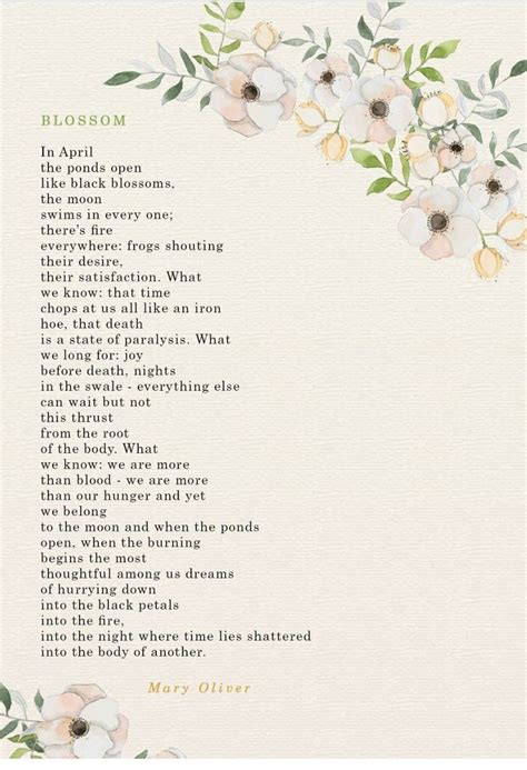 Mary Oliver Blossom Thrust From The Root Spring Spring Poetry Nature