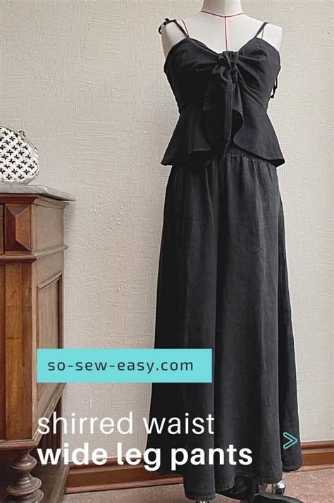 Shirred Waist Wide Leg Pants Free Sewing Pattern And Tutorial Sewing