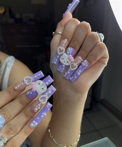 Mani Pedi, Manicure, Hello Kitty Nails, Long Square Acrylic Nails ...