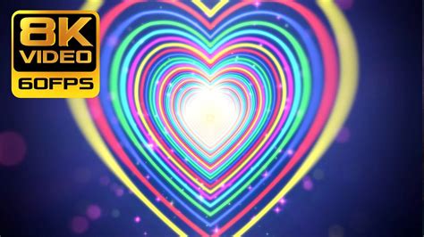 Neon Lights Love Heart Tunnel Hot Trend 8k 4320p Romantic Glow Moving