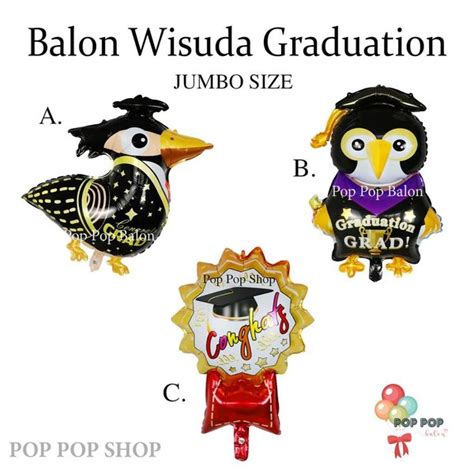 Jual Balon Foil Graduation Wisuda Jumbo Congrats GRAD Burung Pinguin