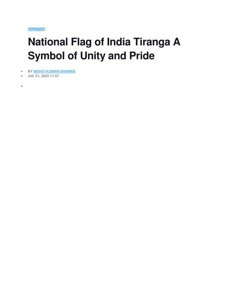 Ppt National Flag Of India Tiranga A Symbol Of Unity And Pride Powerpoint Presentation Id