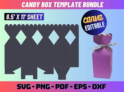 Candy Box Template Svg Candy Box Svg Candy Gift Box Party - Etsy