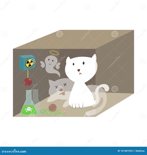 Schrodinger`s Cat. Half Alive Half Dead Pet Vector Illustration ...