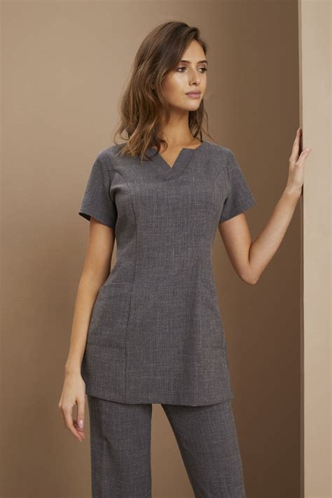 Sj Womens Linen Blend V Neck Tunic Charcoal Sj