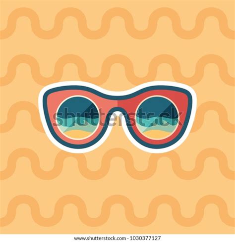 Sunglasses Beach Reflection Sticker Flat Icon Stock Vector Royalty Free 1030377127 Shutterstock