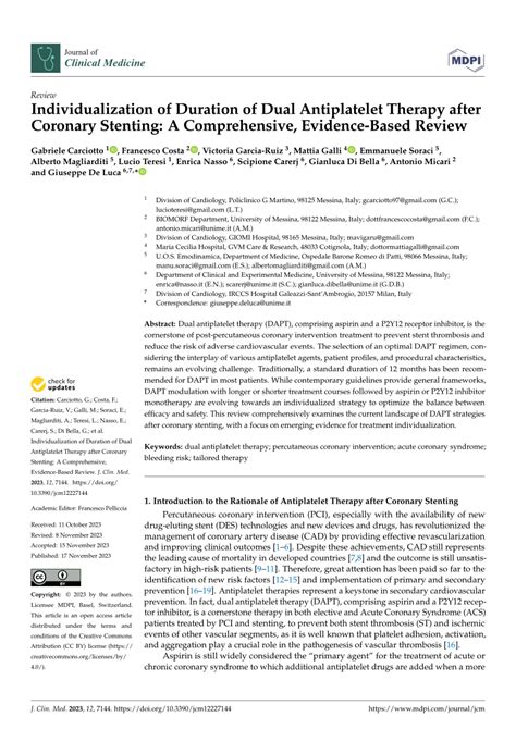 PDF Individualization Of Duration Of Dual Antiplatelet Therapy After