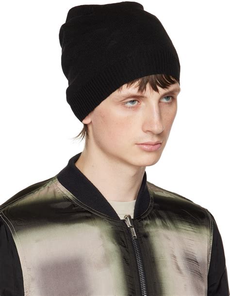 Rick Owens Black Wool Medium Beanie Rick Owens