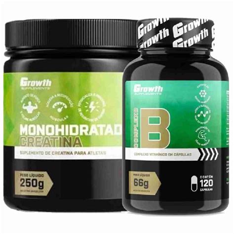 Kit Creatina 250g Monohidratada Complexo B 120 Caps Growth Shopee Brasil