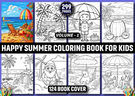 299 Happy Summer Coloring Book For Kids Graphic By Art Design