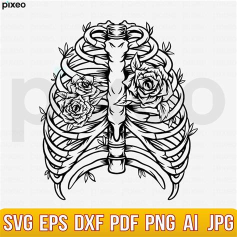 Rib Cage Floral Svg Ribcage Flowers Svg Skeleton Rib Cage Etsy