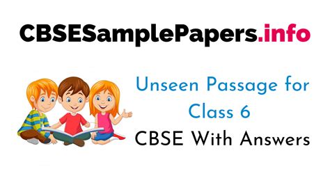 Unseen Passage For Class 6 Cbse With Answers Cbse Sample Papers