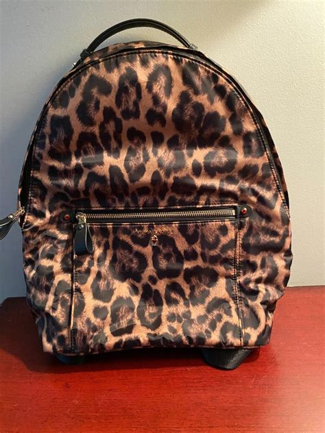 Michael Kors Kelsey Leopard Cheetah Animal Print Large Nylon Bag Backpack