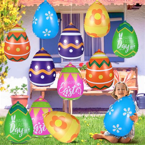 12 Pcs 24 Inch Giant Inflatable Easter Eggs Easter Outdoor Yard