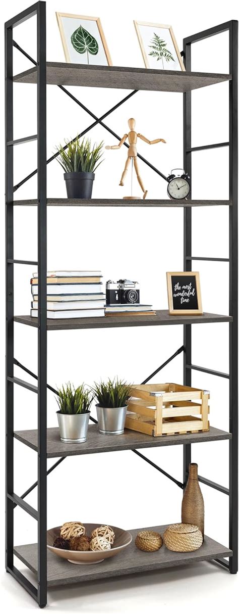 Amazon CAPHAUS 5 Tier Bookshelf 24 Inch Width Free Standing Shelf